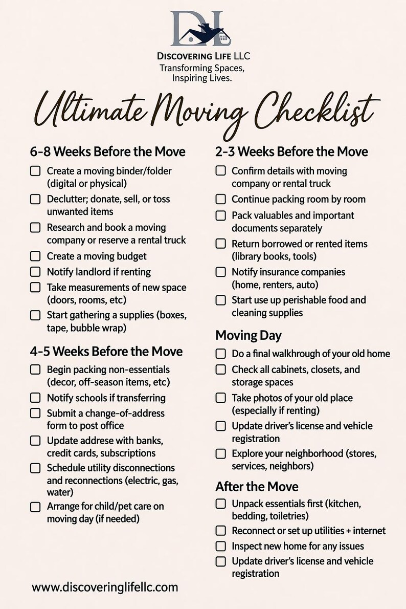 Ultimate Moving Checklist Printable – Minimalist Moving Planner PDF ...