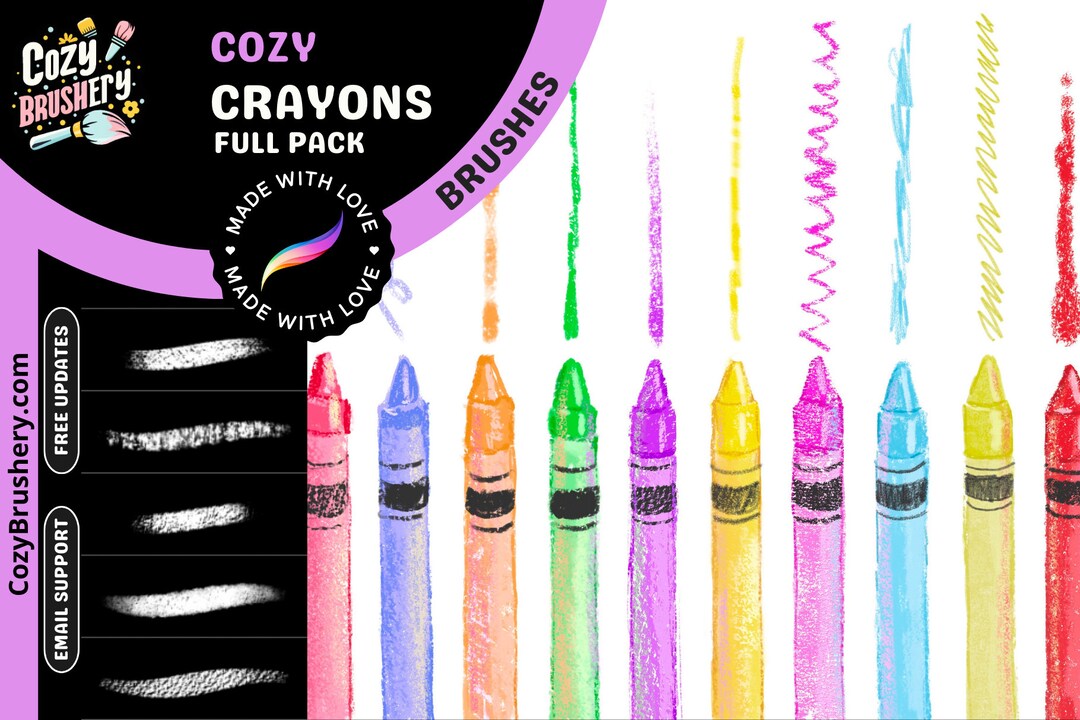 Versatile Crayon Brush Set 55 Procreate Crayon Textures for All Art