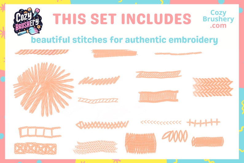 Ultimate Embroidery Brush Set 85 Procreate Brushes with Floral and Knot Textures, Stitch, Thread, Sewing image 5