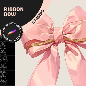 Procreate Stamps: Ribbon Rhapsody, 77 Delicate Ribbon Bow Stamps for Elegant Artworks, Perfect for Gifts, Fashion, and Decorative Designs image 1