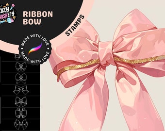 Procreate Stamps: Ribbon Rhapsody, 77 Delicate Ribbon Bow Stamps for Elegant Artworks, Perfect for Gifts, Fashion, and Decorative Designs