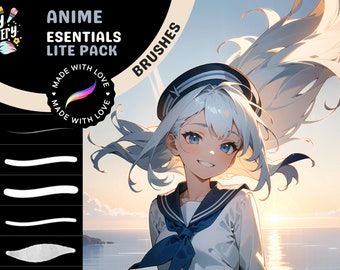 Anime Pack Lite: cabeza y cuerpo, pinceles Procreate para retrato y cuerpo completo