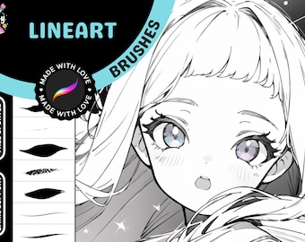 Procreate Anime Manga Lineart Brushes for Head and Body, Inktober, Cartoon, sketching - Procreate Ink Brushes Portrait and Fullbody