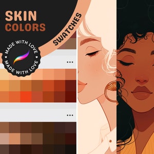 Procreate Swatches: Skin Tones Harmony, 32 Total Swatches - 16 Realistic + 16 Anime Skin Tones, Perfect Color Palettes for All Characters