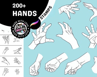 Anime Character Hand Stamps for Procreate - Manga-Inspired Digital Brush Pack, Create Dynamic Poses