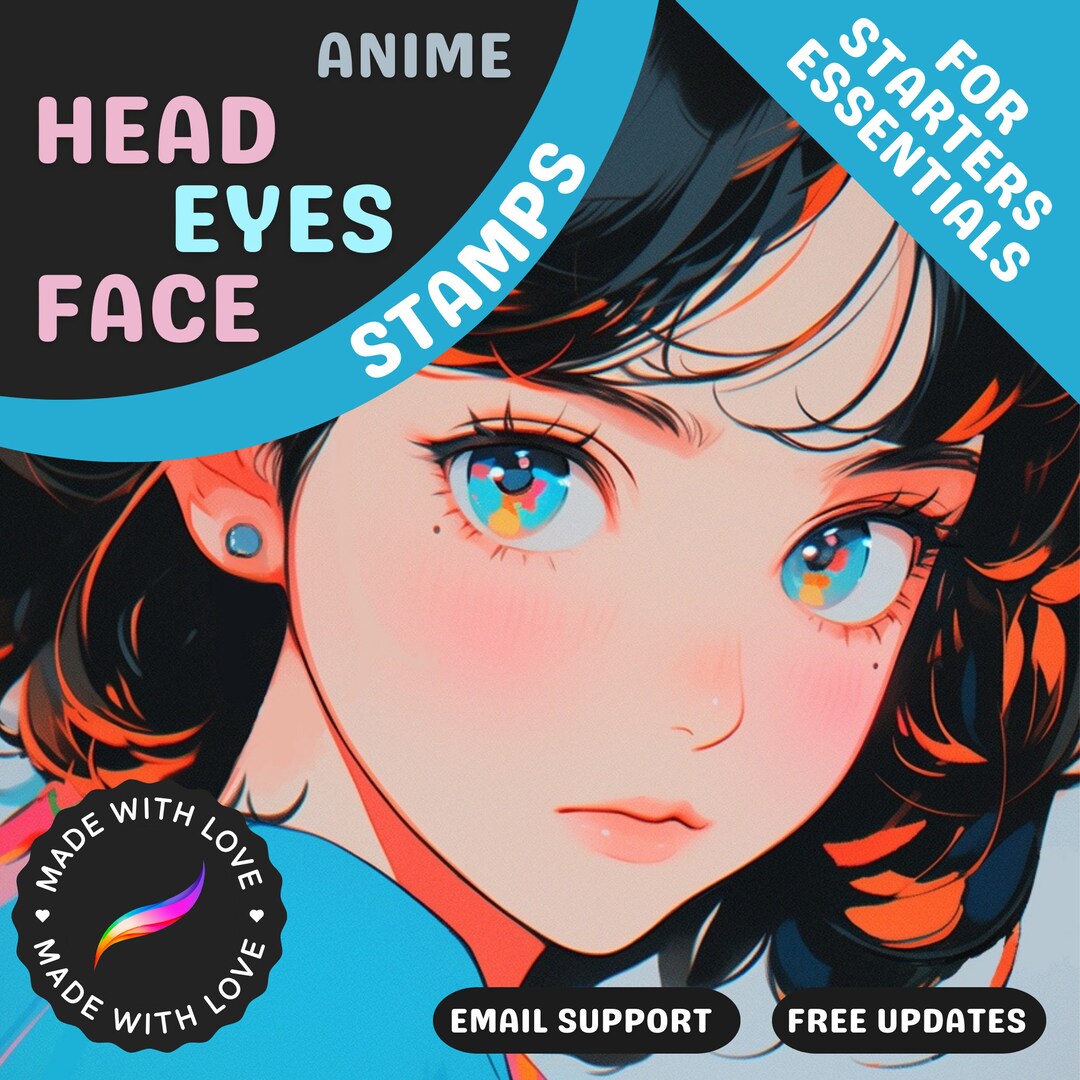 170 Procreate Anime Eyes, Nose, Mouth, Lips, Face, Head Stamps