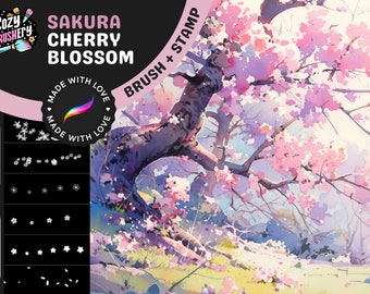 Procreate Brushes: Sakura Cherry Blossom Bliss, 64 Enchanting Petal and Flower Brushes and Stamps for Dreamy Artworks