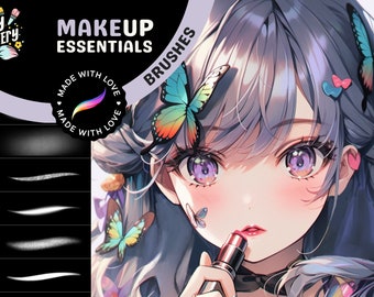 Pinceles Procreate: Magia de maquillaje fácil, 9 pinceles de maquillaje esenciales para una belleza impecable Ilustraciones de anime y realismo