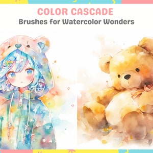 Procreate Anime Watercolor Brushes for Anime, Manga, Cartoon, Portrait, Backgrounds Digital Creator Art Sketching, Illustration Bundle image 10