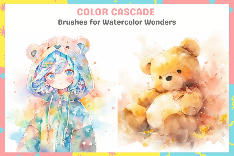 Procreate Anime Watercolor Brushes for Anime, Manga, Cartoon, Portrait, Backgrounds Digital Creator Art Sketching, Illustration Bundle zdjęcie 10