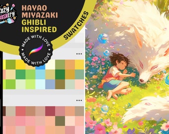 Procreate Swatches: Miyazaki Magic, 10 Color Swatches Inspired by Hayao Miyazaki's Masterpieces, Dreamy Palettes for Enchanting Artworks