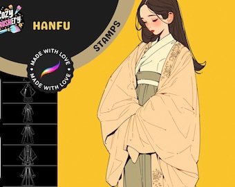 Procréez des tampons Hanfu, plus de 90 tampons Hanfu exquis pour l'art vestimentaire traditionnel chinois, idéaux pour les illustrations historiques et culturelles