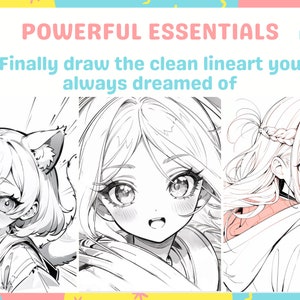 Procreate Anime Manga Lineart Brushes for Head and Body, Inktober, Cartoon, sketching Procreate Ink Brushes Portrait and Fullbody image 4