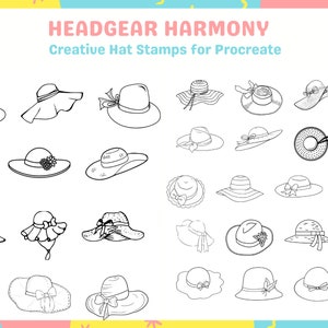 Procreate Stamps: Hat Haven, 50 Diverse Hat Stamps for Creative Character Designs, Perfect for Fashion Illustrations and Comic Art image 2