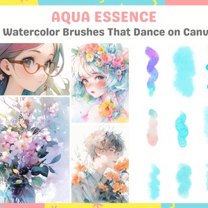 Procreate Anime Watercolor Brushes for Anime, Manga, Cartoon, Portrait, Backgrounds Digital Creator Art Sketching, Illustration Bundle image 2