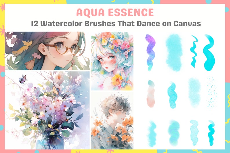 Procreate Anime Watercolor Brushes for Anime, Manga, Cartoon, Portrait, Backgrounds Digital Creator Art Sketching, Illustration Bundle image 2