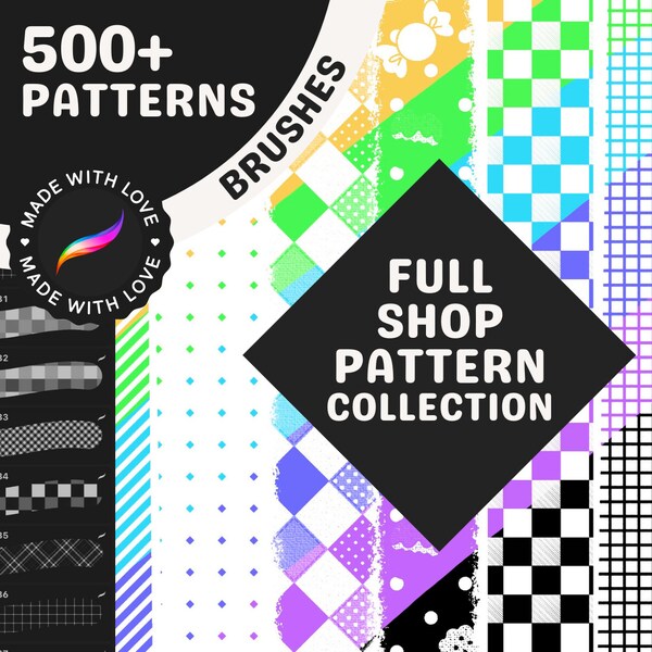 Procreate Patterns Seamless, Textures, Halftones, Fabric, Chinese Patterns, Manga Tones - ENTIRE COLLECTION BUNDLE+free future updates