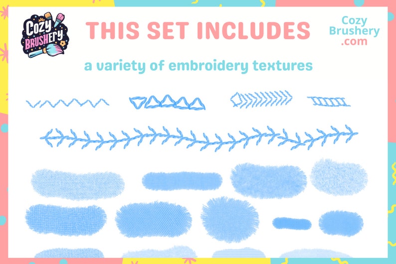 Ultimate Embroidery Brush Set 85 Procreate Brushes with Floral and Knot Textures, Stitch, Thread, Sewing image 4