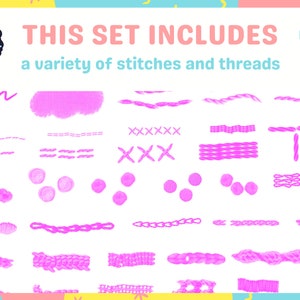 Ultimate Embroidery Brush Set 85 Procreate Brushes with Floral and Knot Textures, Stitch, Thread, Sewing image 3