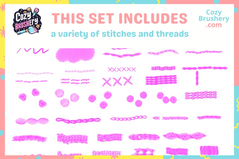 Ultimate Embroidery Brush Set 85 Procreate Brushes with Floral and Knot Textures, Stitch, Thread, Sewing image 3