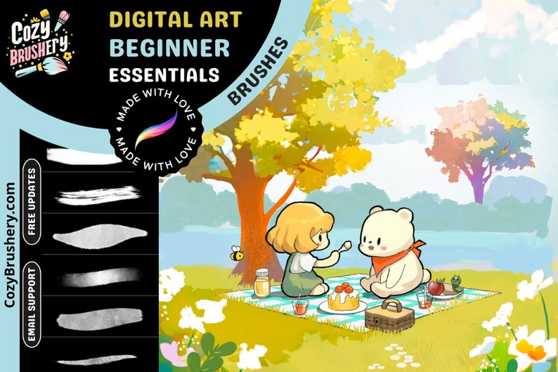 Pack de pinceaux Essential Easy Procreate pour débutants 53 pinceaux pour personnages et arrière-plans pour anime, manga, bande dessinée, réalisme, aquarelle, gouache image 1