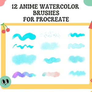Procreate Anime Watercolor Brushes for Anime, Manga, Cartoon, Portrait, Backgrounds Digital Creator Art Sketching, Illustration Bundle zdjęcie 6