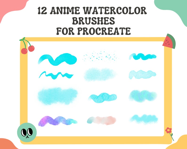 Procreate Anime Watercolor Brushes for Anime, Manga, Cartoon, Portrait, Backgrounds Digital Creator Art Sketching, Illustration Bundle image 6