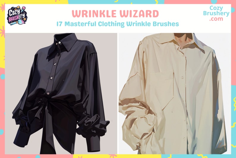 Procreate Brushes: Ultimate Clothing Wrinkle Wizard, 17 Dynamic Brushes for Realistic Fabric Folds, Fashion and Costume Design image 2