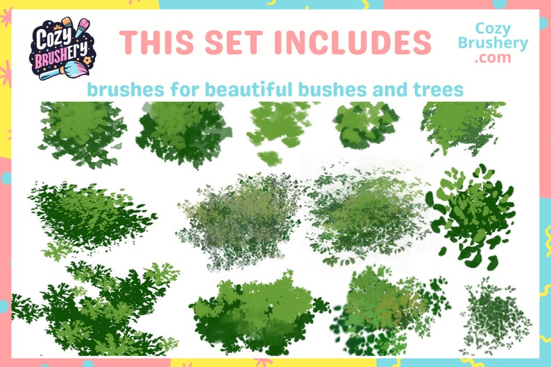 Ensemble de pinceaux Procreate Nature inspirés de Ghibli : 203 pinceaux feuillage, fleur, nuage, fleurs, herbe, avec plus de neige, pluie, glace, brosses à neige image 4