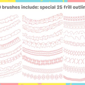Frill Magic 2.0 Procreate Brushes for Perfect Frills & Colorful Outlines, Double Technique Mastery, 50 Unique Ruffle Dress Brushes image 5