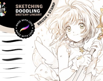 Cozy Sketch Master, Ultimate Anime and Manga Sketching Procreate Brush Set - 18 Diverse Brushes for Comics and Doodling