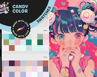 Nuanciers Procreate : Candy Kingdom, 14 nuanciers d'inspiration douce pour des oeuvres d'art délicieusement vibrantes, jolies palettes de couleurs pastel
