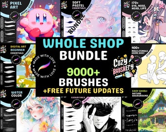 Procreate Brushes Mega Bundle: Ultimate Cozy Brushery Collection, Everything You Need - Portraits, Sketching, Gouache, Nature, Effects