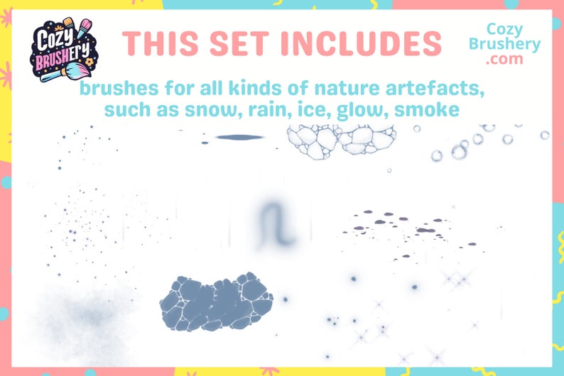 Ensemble de pinceaux Procreate Nature inspirés de Ghibli : 203 pinceaux feuillage, fleur, nuage, fleurs, herbe, avec plus de neige, pluie, glace, brosses à neige image 7