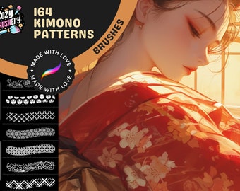 Pinceaux Procreate : élégance orientale, 164 motifs de kimono chinois et japonais pour des créations authentiques et artistiques