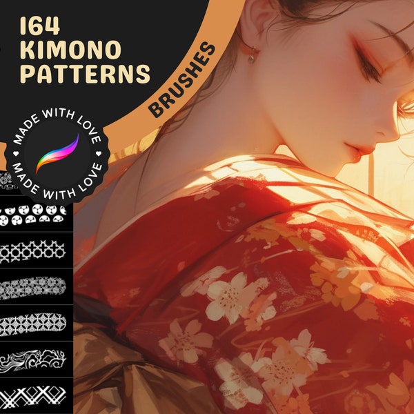 Procreate Brushes: Eastern Elegance, 164 Chinese and Japanese Kimono Clothes Patterns for Authentic and Artistic Designs