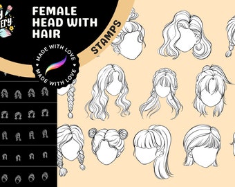 Ultimate Girl Head and Hair Stamp Collection - 70 Procreate Brushes for Anime, Manga & Realism