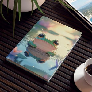 Lotus Pond With Fireflies Glow Design Journal Notebook, Hardcover or Spiral, Lined Writing Journal Diary School Work Travel