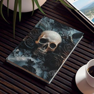 Candlelit Skull On Rose Petals Design Journal Notebook, Hardcover or Spiral, Lined Writing Journal Diary School Work Travel