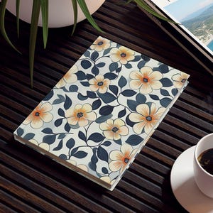 Daisy Garden In Twilight Blue Design Journal Notebook, Hardcover or Spiral, Lined Writing Journal Diary School Work Travel