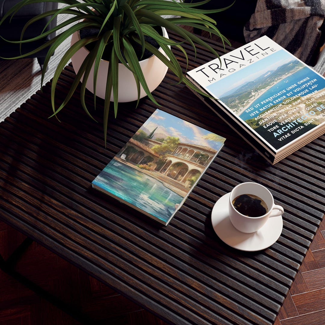 Lush Courtyard With Pool Garden Design Journal Notebook, Hardcover or ...