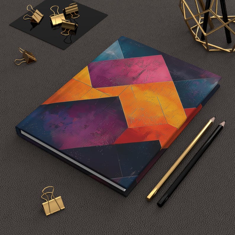 Writing Neon Notebook Neon Blocks of Sunset Fade Design Journal Notebook, Hardcover or Spiral ...