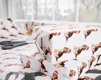 Santa Beagle White Wrapping Paper