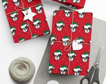 Santa Boxer (dog) Holiday Wrapping Paper - Red