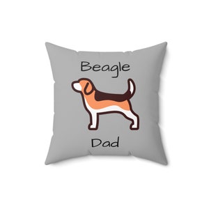 Beagle Dad Spun Polyester Square Pillow - Grey
