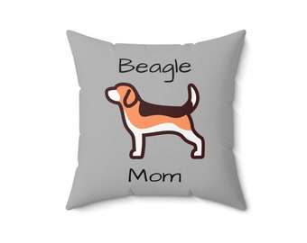 Beagle Mom Spun Polyester Square Pillow - Grey