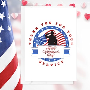 Military Valentine's Day Card Printable, Thank You for Your Service US ...