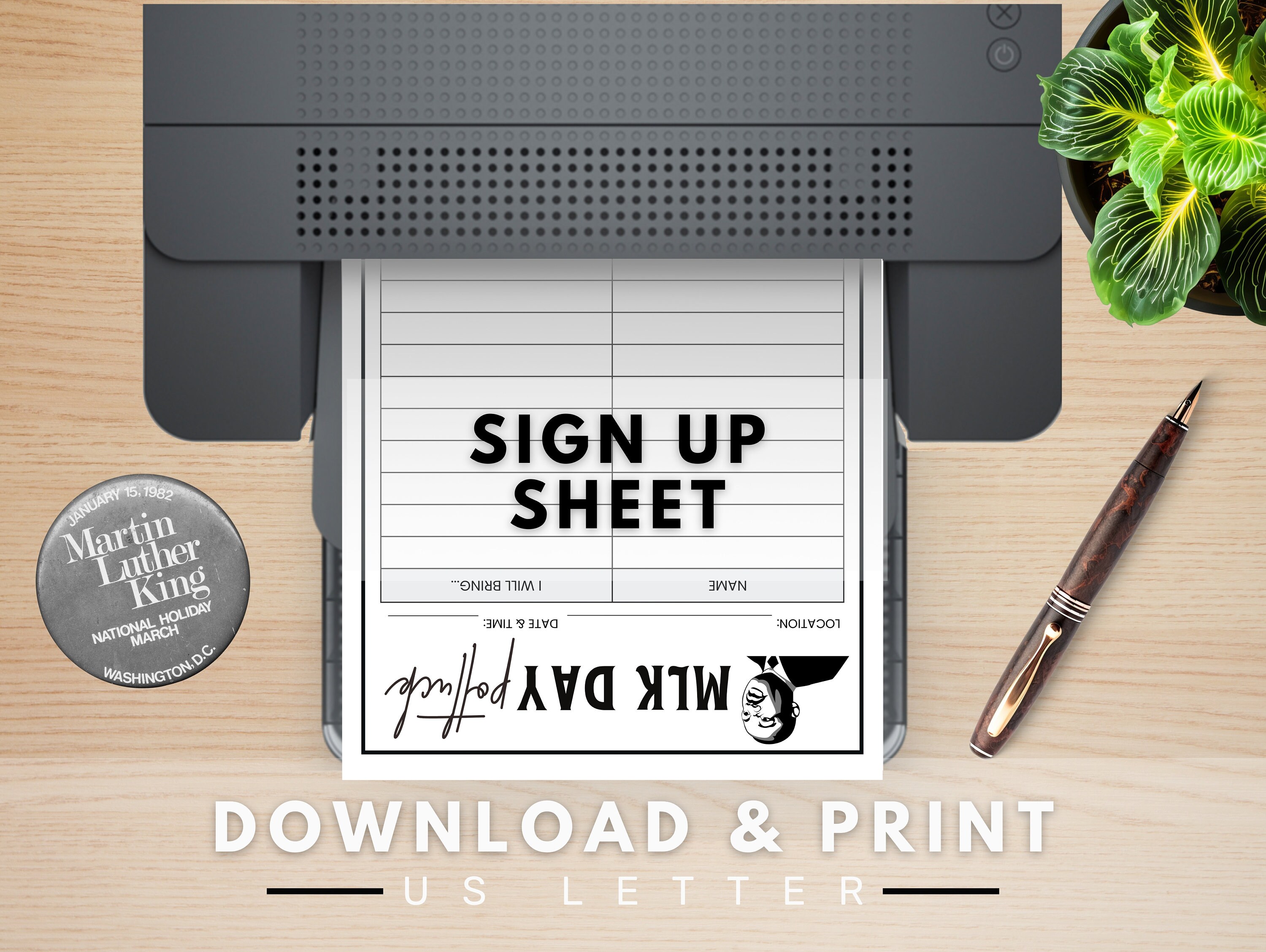 MLK Day Potluck Sign up Sheet, Team Building Activity, Employee