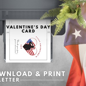 Military Valentine's Day Card Printable, Thank You for Your Service US ...