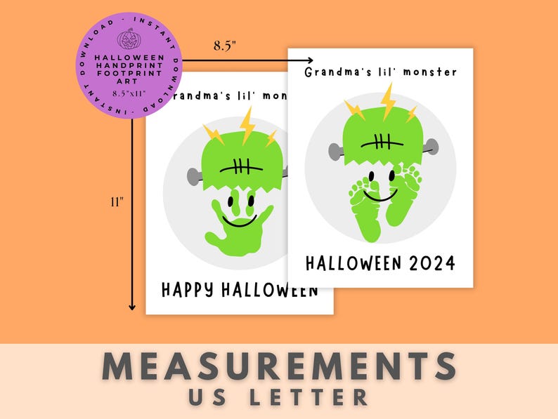 Halloween Baby Footprint Grandma Printable, Lil Monster Handprint Art